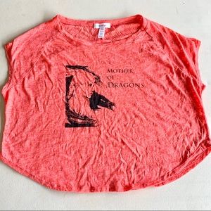 NEW Game of Thrones Coral Burn Out Cropped Top